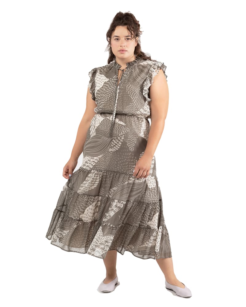 Plus size model wearing Maci Tiered Midi Dress by Dex Plus | Dia&Co | dia_product_style_image_id:184189